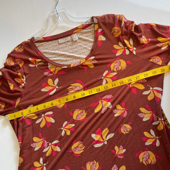 LOGO Rust Floral Mixed Print Pocket Tunic Women's Large Rust Top Lori Goldstein - Picture 7 of 8